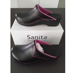 sabot sanita noir mat bordure rose 35 au 37