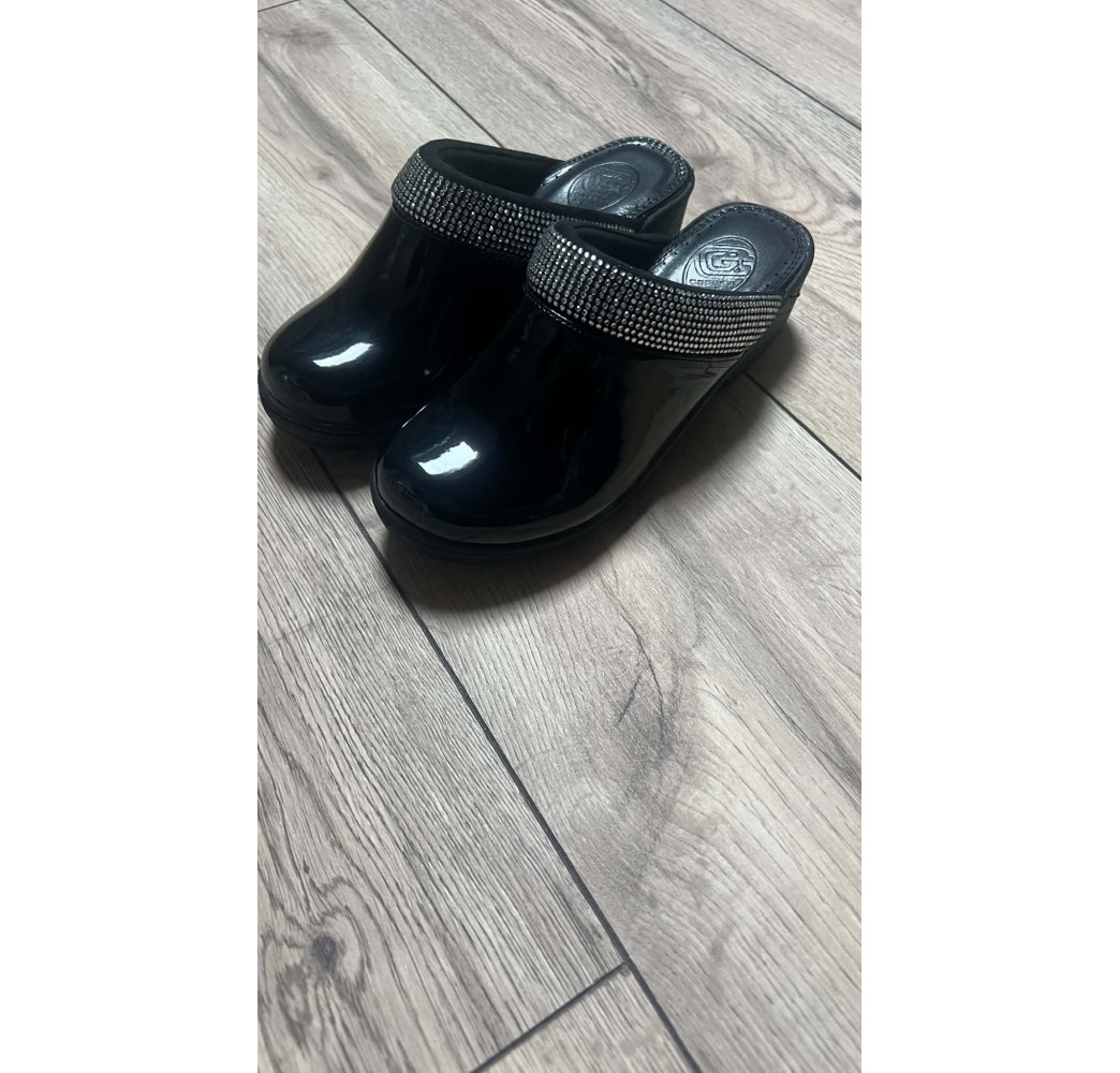 sabot Geffen noir brillant a strass du 35 au 36