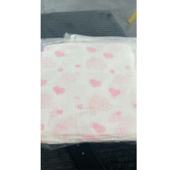 Langes bébé de haute couture rose avec des motifs niglos et coeur 75x75cm