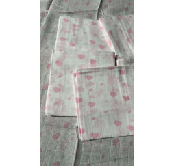 Langes bébé de haute couture rose avec des motifs niglos et coeur 75x75cm