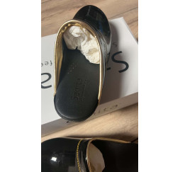 sabot sanita noir brillant bordure or